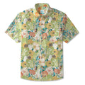 LeosWare® Men's Hawaiian Shirt Short Sleeve Button-up 100% Cotton Green Aloha Fresh Natural Impressions
