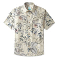 LeosWare® Men's Hawaiian Shirt Short Sleeve Button-up 100% Cotton Gray Aloha Dreamy Soft Botanicals