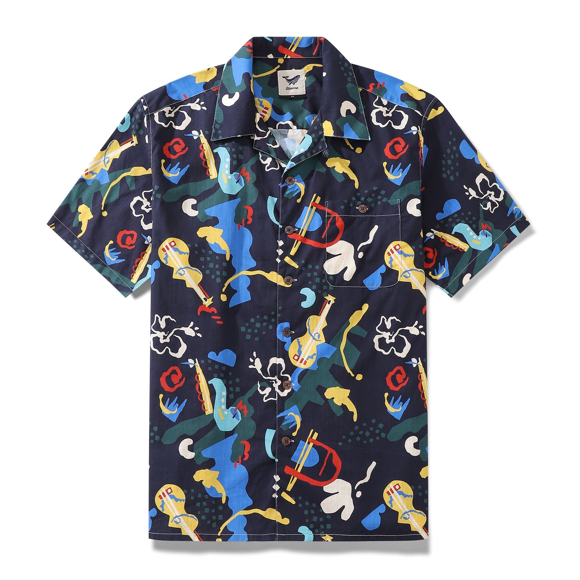 1960s Vintage Hawaiian Shirt For Men Jazz Club Shirt Camp Collar 100% Cotton