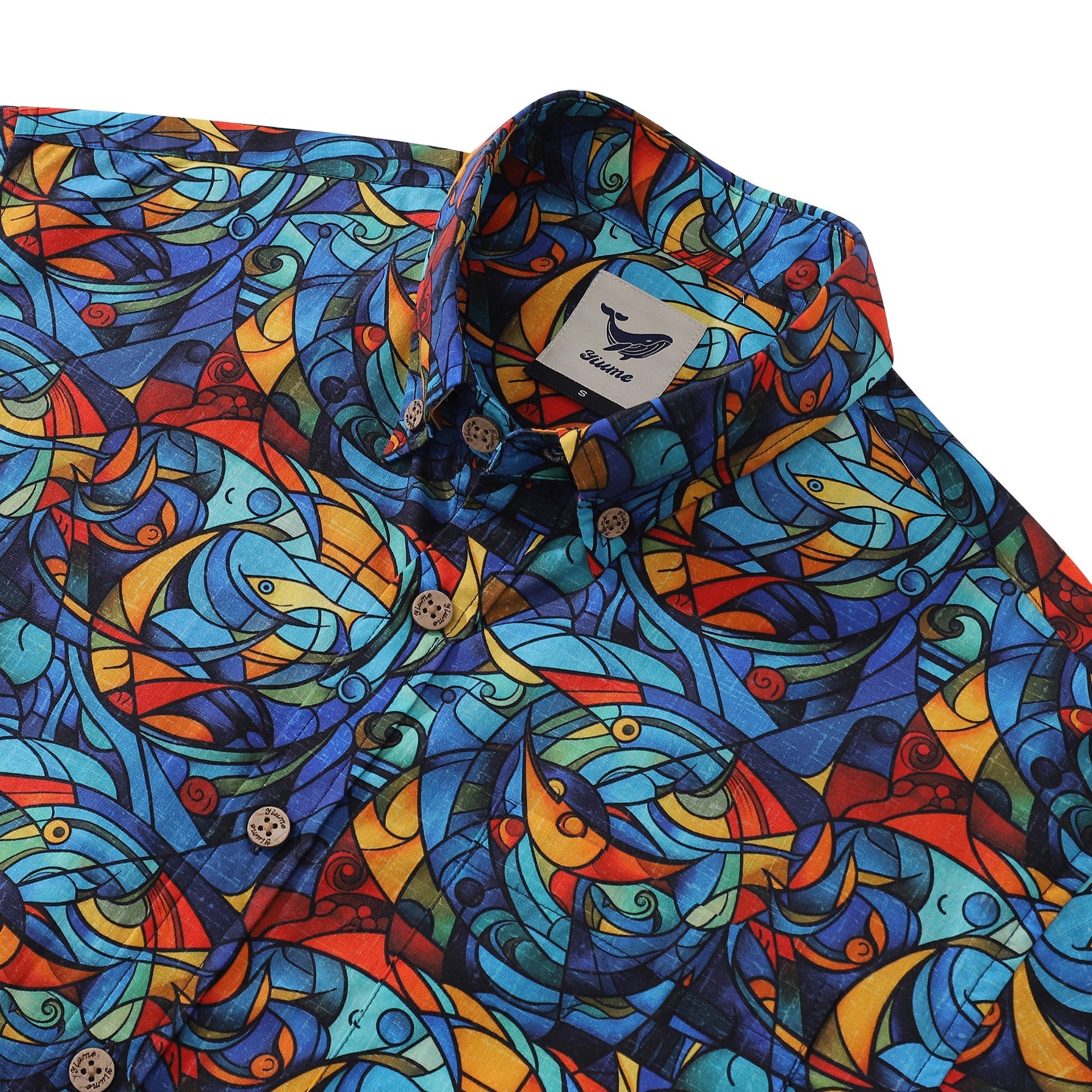 1960s Vintage Men's Hawaiian Shirt Cubism Print Cotton Button-down Short Sleeve Aloha Shirt