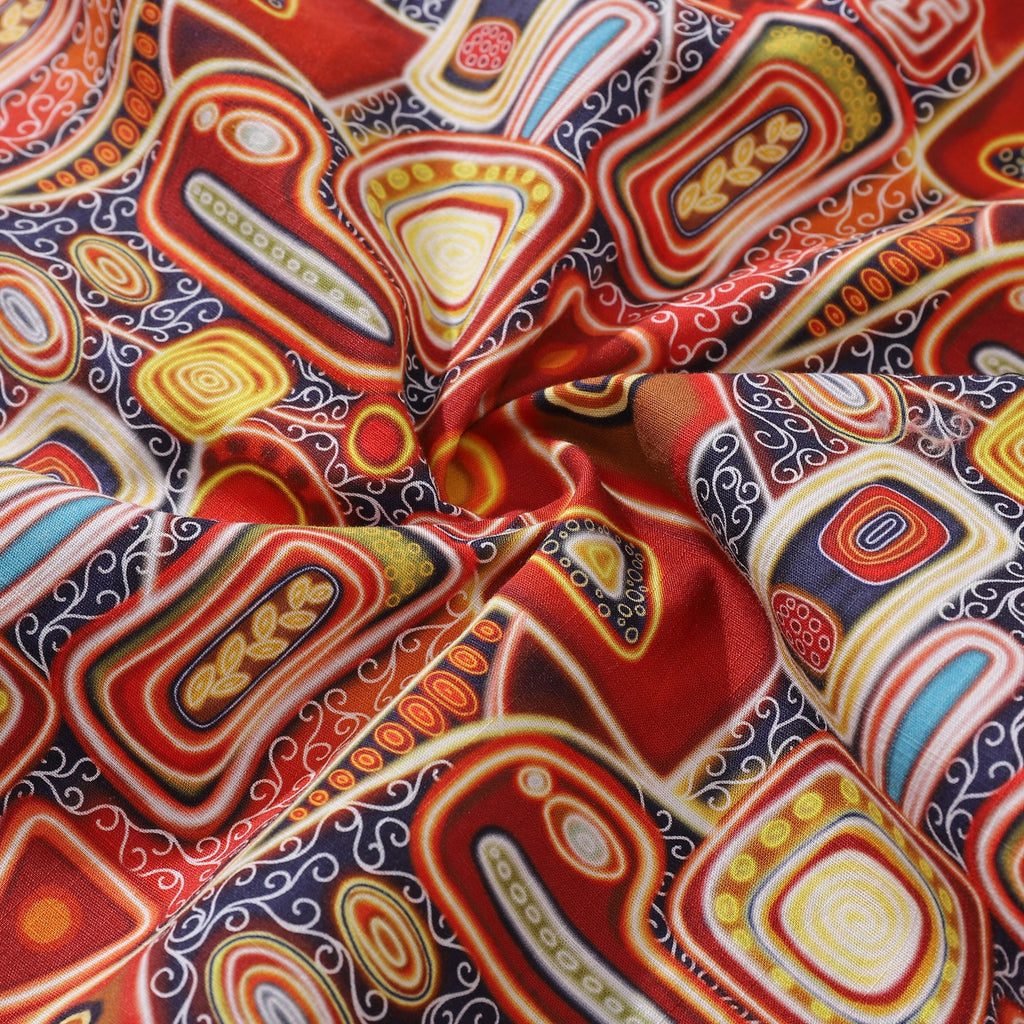 1970s Hawaiian Shirt For Men Artistic Conception Shirt Camp Collar 100% Cotton
