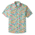 LeosWare® Men's Hawaiian Shirt Short Sleeve Button-up 100% Cotton Blue Aloha Dance Of The Butterfly Blossom Collection