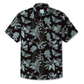 LeosWare® Men's Hawaiian Shirt Short Sleeve Button-up 100% Cotton Black Aloha Mystical Flowers And Butterflies