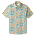 LeosWare® Flower Men's Hawaiian Shirt Short Sleeve Button-up 100% Cotton Beige Aloha Sunny Day Wildflowers