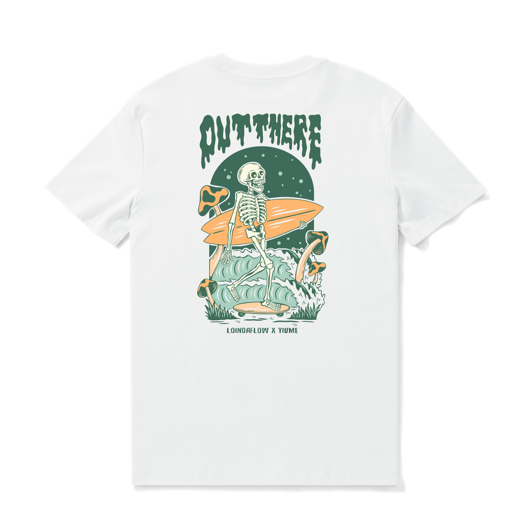 Hawaiian Tee For Men Out There☠️ 🌊BY LOINDAFLOW Tee Crew Neck 100% Cotton - WHITE