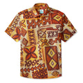 LeosWare® Men's Hawaiian Shirt Short Sleeve Button-up 95% Polyester, 5% Spandex Aloha Ember Tribe