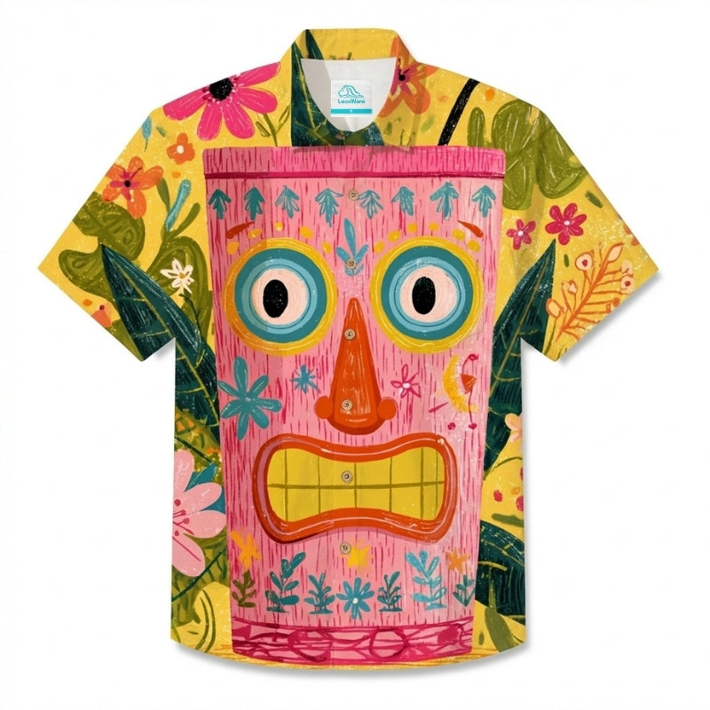 LeosWare® Men's Hawaiian Shirt Short Sleeve Button-up Breathable & Quick-Dry Aloha Tiki-inspired Spring Collection