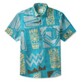 LeosWare® Men's Hawaiian Shirt Short Sleeve Button-up Breathable & Quick-Dry Aloha Tiki Geo