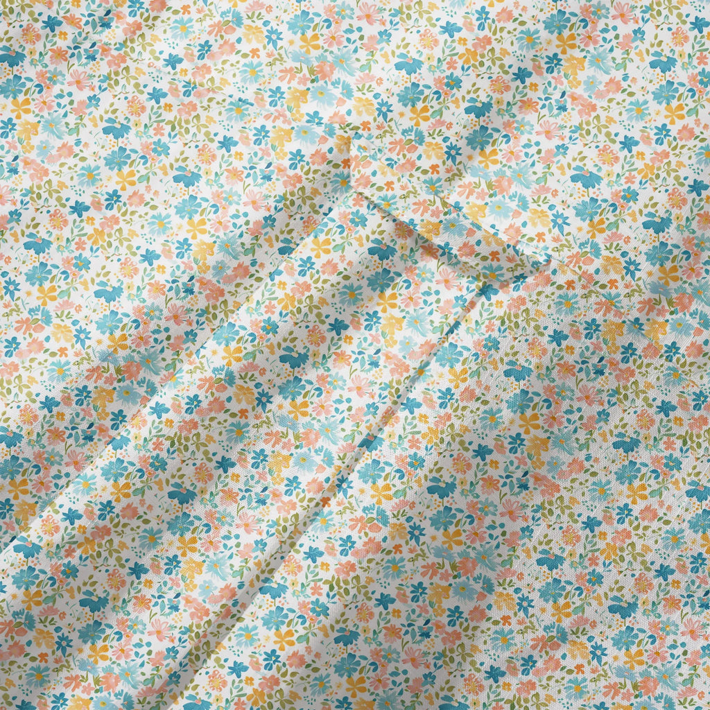 LeosWare® Flower Men's Hawaiian Shirt Short Sleeve Button-up 100% Cotton Beige Aloha Sunny Day Wildflowers