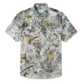 LeosWare® Men's Hawaiian Shirt Short Sleeve Button-up 100% Cotton Green Aloha Fresh Tropical Plant Art