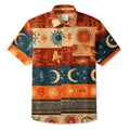 LeosWare® Men's Hawaiian Shirt Short Sleeve Button-up 95% Polyester, 5% Spandex Aloha Solar Runes