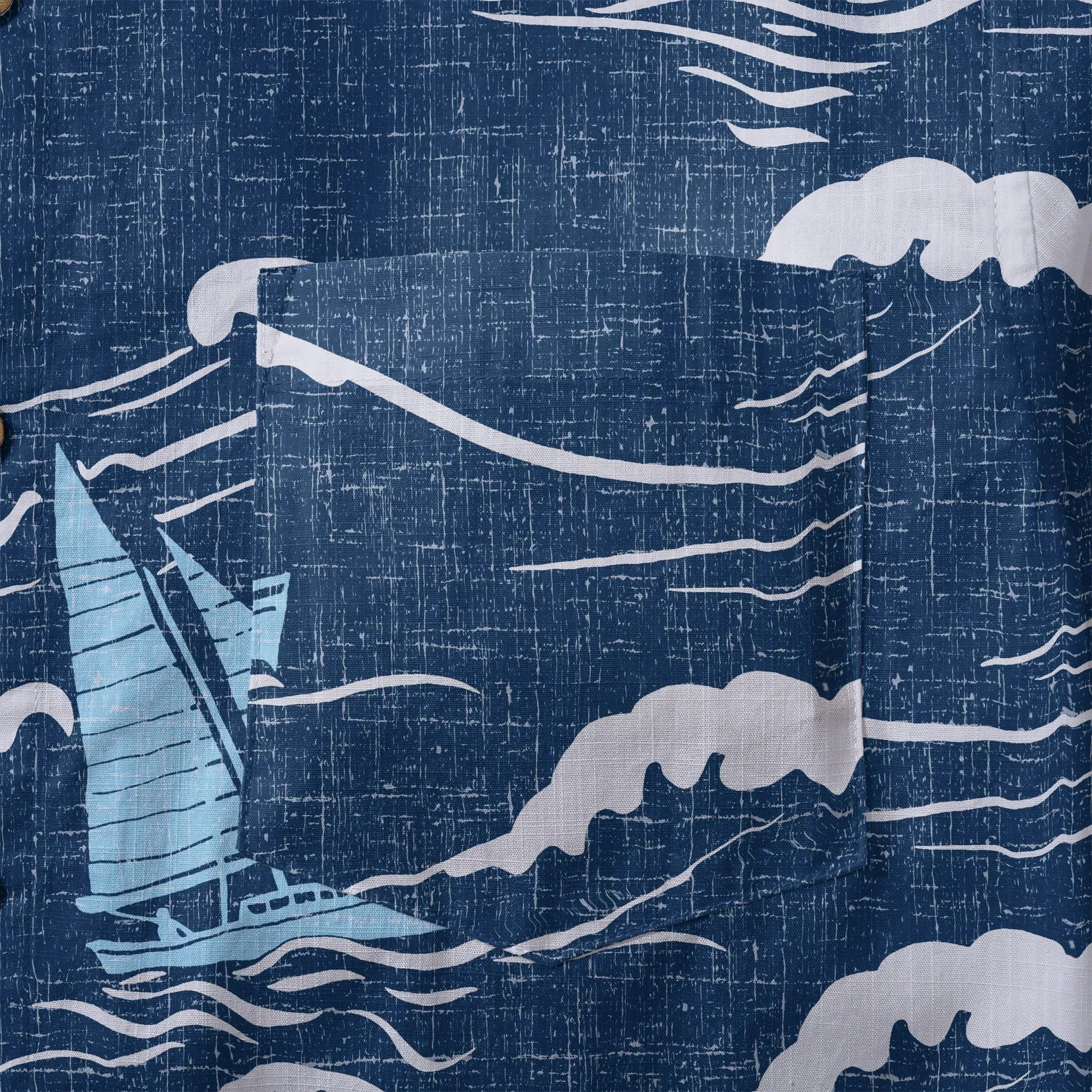 LeosWare® Sailboat Men's Hawaiian Shirt Short Sleeve Button-up 100% Cotton Blue Aloha Blue Sail Adventure