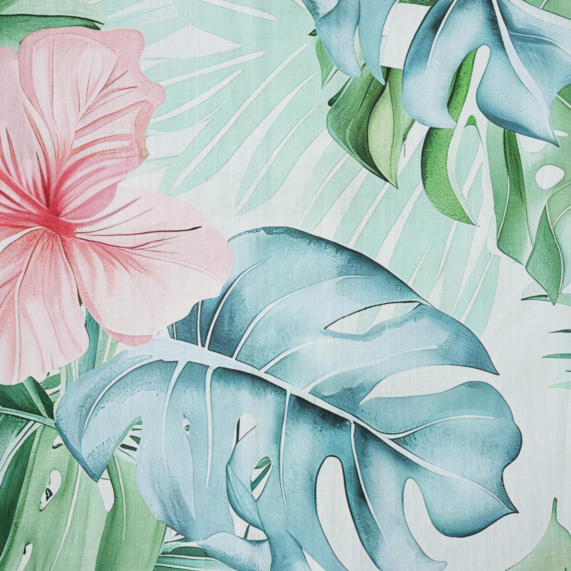 LeosWare® Men's Hawaiian Shirt Short Sleeve Button-up 100% Cotton Green Aloha Powdered Hibiscus Grove