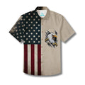 LeosWare® Men's Hawaiian Shirt Short Sleeve Button-up Breathable & Quick-Dry Aloha Memorial Day Patriotic American Flag Eagle