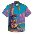 LeosWare® Men's Hawaiian Shirt Short Sleeve Button-up Breathable & Quick-Dry Aloha Bone Surfer