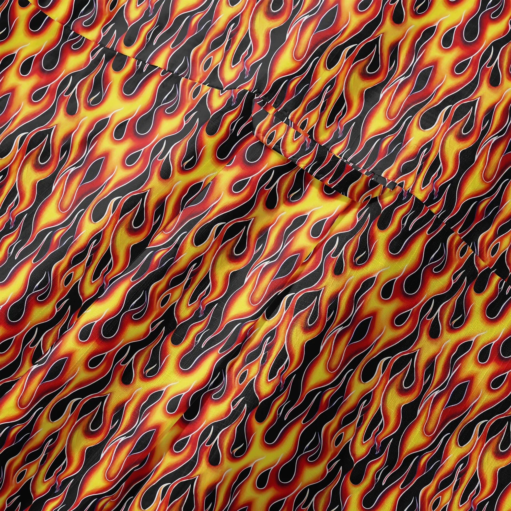 LeosWare® Flames Men's Hawaiian Shirt Short Sleeve Button-up 100% Cotton Yellow Aloha Flame Surge