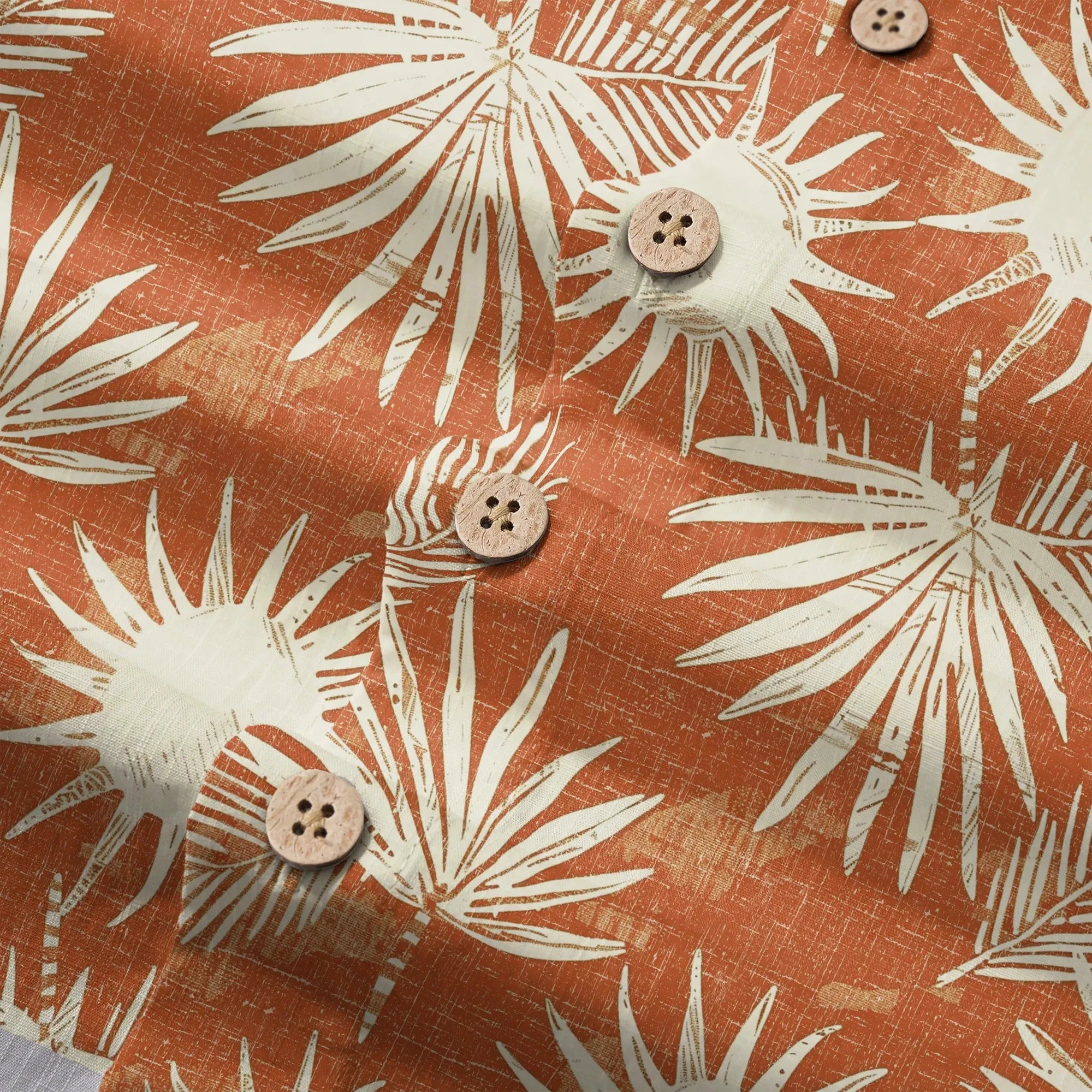 LeosWare® Men's Hawaiian Shirt Short Sleeve Button-up 100% Cotton Orange Aloha Orange Brown Coconut Shadow
