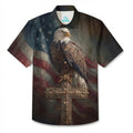 LeosWare® Men's Hawaiian Shirt Short Sleeve Button-up Breathable & Quick-Dry Aloha American Eagle And Cross