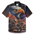 LeosWare® Men's Hawaiian Shirt Short Sleeve Button-up Breathable & Quick-Dry Aloha Thundering Motorcycle And Soaring Eagle