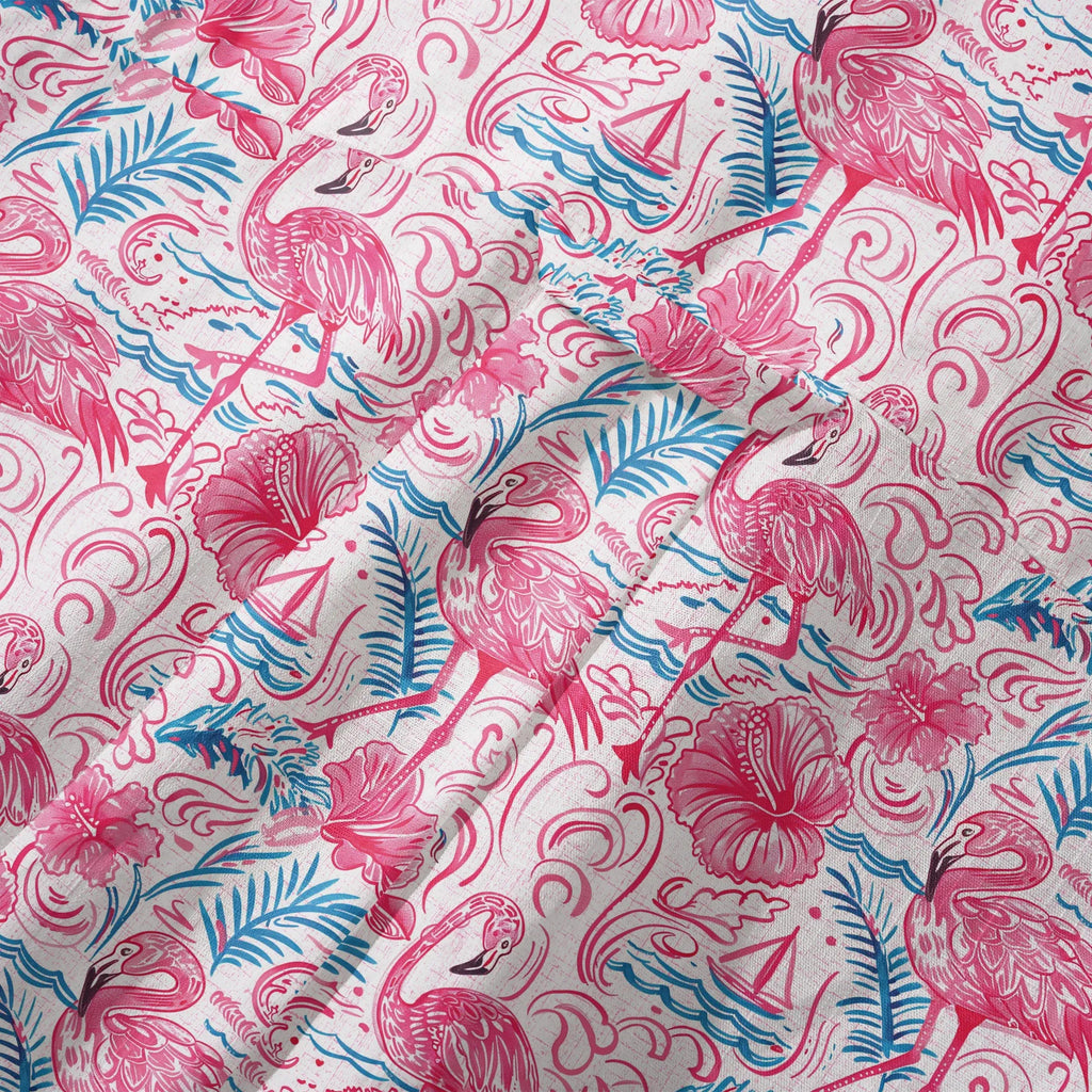 Flamingo LeosWare® Men's Hawaiian Shirt Short Sleeve Button-up 100% Cotton Aloha Coastal Whisked Powder