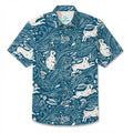 LeosWare® Men's Hawaiian Shirt Short Sleeve Button-up Breathable & Quick-Dry Aloha Lunar Hares