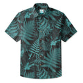 LeosWare® Men's Hawaiian Shirt Short Sleeve Button-up 100% Cotton Blue Aloha Hidden Forest Fern