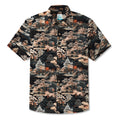 LeosWare® Men's Hawaiian Shirt Short Sleeve Button-up 100% Cotton Black Aloha Eastern Art Landscape