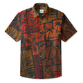 LeosWare® Men's Hawaiian Shirt Short Sleeve Button-up Breathable & Quick-Dry Aloha Tiki Mood(Burnt Orange)