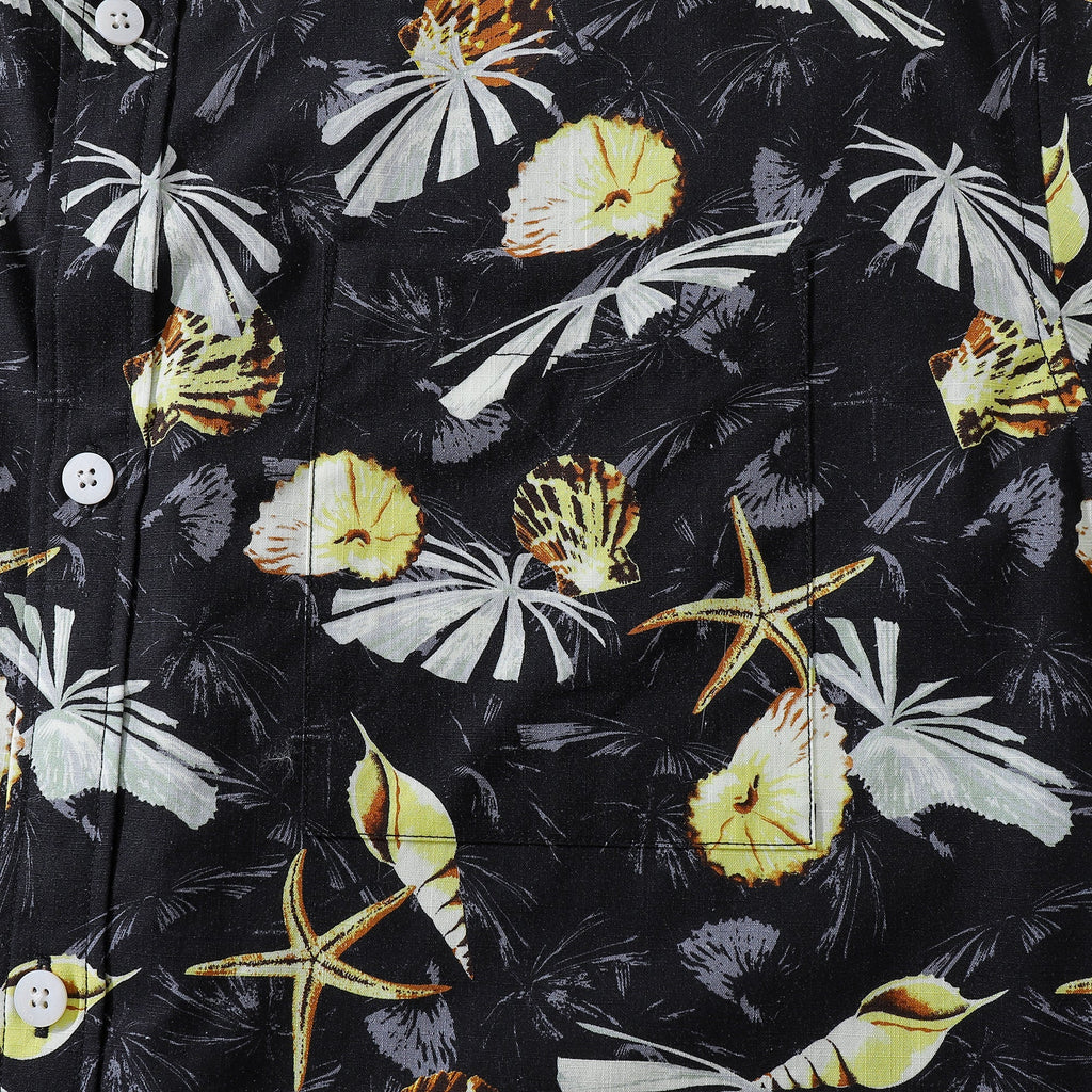 Hawaiian Shirts For Men Vintage Tropical Conch Button Down Cotton Aloha Shirt