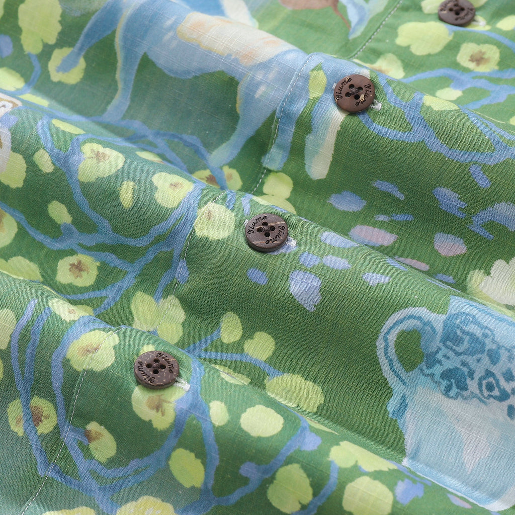 Men's Hawaiian Shirt Fantasy Garden Print Cotton Button-down Short Sleeve Aloha Shirt