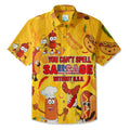 LeosWare® Men's Hawaiian Shirt Short Sleeve Button-up Breathable & Quick-Dry Aloha Sausage Savvy