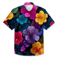 LeosWare® Men's Hawaiian Shirt Short Sleeve Button-up Breathable & Quick-Dry Aloha Hibiscus Oasis
