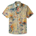 LeosWare® Men's Hawaiian Shirt Short Sleeve Button-up 100% Cotton Orange Aloha Enchanting Rooster