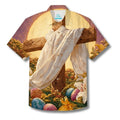 LeosWare® Men's Hawaiian Shirt Short Sleeve Button-up Breathable & Quick-Dry Aloha Easter Cross Of Hope