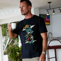 Hawaiian Tee For Men Dragon Soars Tee Crew Neck 100% Cotton - BLACK