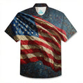 LeosWare® Men's Hawaiian Shirt Short Sleeve Button-up Breathable & Quick-Dry Aloha 250th Independence Day Celebration