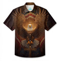 LeosWare® Men's Hawaiian Shirt Short Sleeve Button-up Breathable & Quick-Dry Aloha American Eagle & Cross