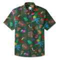 LeosWare® Men's Hawaiian Shirt Short Sleeve Button-up Breathable & Quick-Dry Aloha Tropical Beats