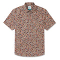 LeosWare® Men's Hawaiian Shirt Short Sleeve Button-up 100% Cotton Red Aloha Colorful Countryside Small Floral Pattern Painting