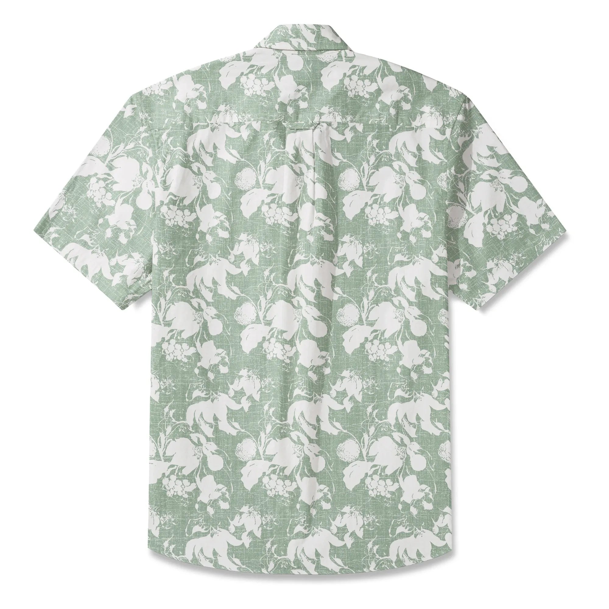 LeosWare® Flower Men's Hawaiian Shirt Short Sleeve Button-up 100% Cotton Green Aloha Verdant Memoirs