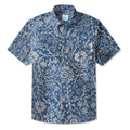 LeosWare® Men's Hawaiian Shirt Short Sleeve Button-up 95% Polyester, 5% Spandex Aloha Indigo Bloom