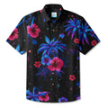 LeosWare® Men's Hawaiian Shirt Short Sleeve Button-up Breathable & Quick-Dry Aloha Glowing Tropics