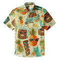 LeosWare® Men's Hawaiian Shirt Short Sleeve Button-up 95% Polyester, 5% Spandex Aloha Tiki Splash