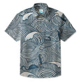 LeosWare® Men's Hawaiian Shirt Short Sleeve Button-up 95% Polyester, 5% Spandex Aloha Tidal Flow