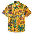 LeosWare® Men's Hawaiian Shirt Short Sleeve Button-up 95% Polyester, 5% Spandex Aloha Tropical Beats