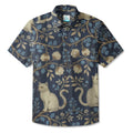 LeosWare® Men's Hawaiian Shirt Short Sleeve Button-up Breathable & Quick-Dry Aloha Ivory Cats