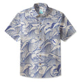 LeosWare® Men's Hawaiian Shirt Short Sleeve Button-up 95% Polyester, 5% Spandex Aloha Azure Momentum