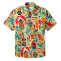 LeosWare® Men's Hawaiian Shirt Short Sleeve Button-up 95% Polyester, 5% Spandex Aloha Tropical Rhythms