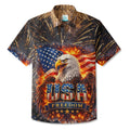 LeosWare® Men's Hawaiian Shirt Short Sleeve Button-up Breathable & Quick-Dry Aloha Freedom Eagle American Flag