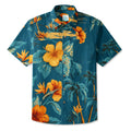 LeosWare® Men's Hawaiian Shirt Short Sleeve Button-up 95% Polyester, 5% Spandex Aloha Sunset Oasis